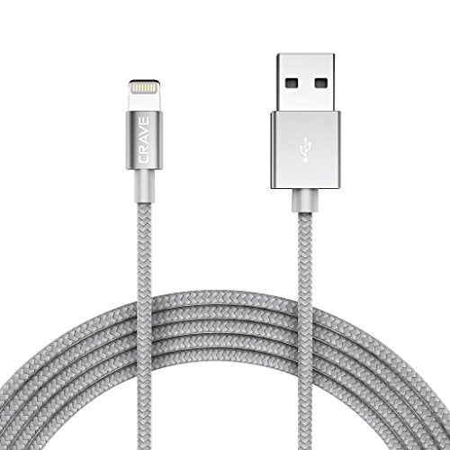 Apple Mfi Certified Lightning To Usb Cable - Crave Premium Nylon Braided Cable 4 Ft - Silver