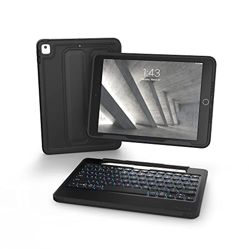 Zagg Rugged Book Detachable Case And Magnetic-Hinged Keyboard For Ipad Air 3, Ipad Pro 10.2" And 10.5" (9th Generation), Multi-Device Bluetooth Pairing, Backlit, Durable, Black