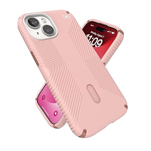 Speck Iphone 15 Case Clicklock No-Slip Interlock, Built For Magsafe, Drop Protection Grip For Iphone 15, Iphone 14, Iphone 13-6.1 Inch Phone Case Presidio2 Grip Dahlia Pink/Rose Copper/White