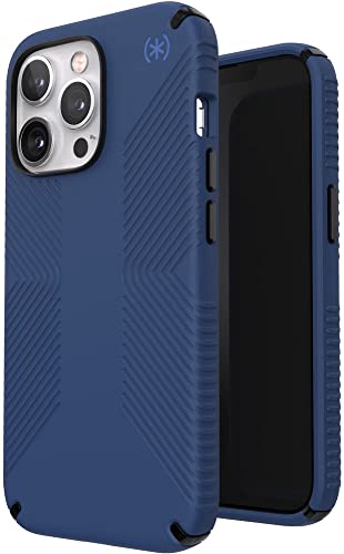 Speck Presidio2 Grip Case For Apple Iphone 13 Pro Polycarbonate,Shock-Absorbent Coastal Blue And Black Compatible W Mag Safe