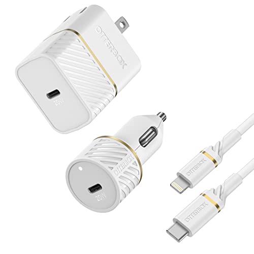 Otterbox Fast Charge Usb-C To Lightning Wall And Car Charging Kit, 20w White