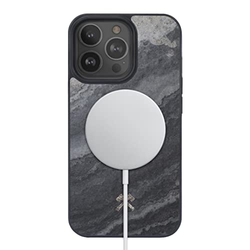 Woodcessories Magnetic Bumper Case Compatible With Iphone 13 Pro Case With Magnet, Made Of Stone, Camo Grey