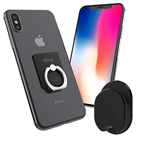 Aauxx Iring Premium Set : Safe Grip And Kickstand For Smartphones And Tablets With Simplest Smartphone Mount Matte Black
