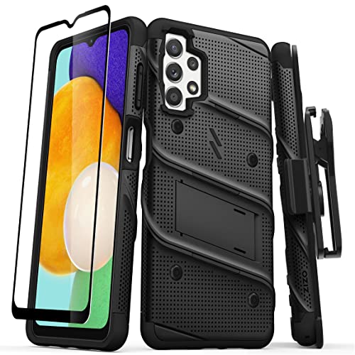 Zizo Bolt Bundle For Galaxy A13 / A13 5g Case With Screen Protector Kickstand Holster Lanyard Black