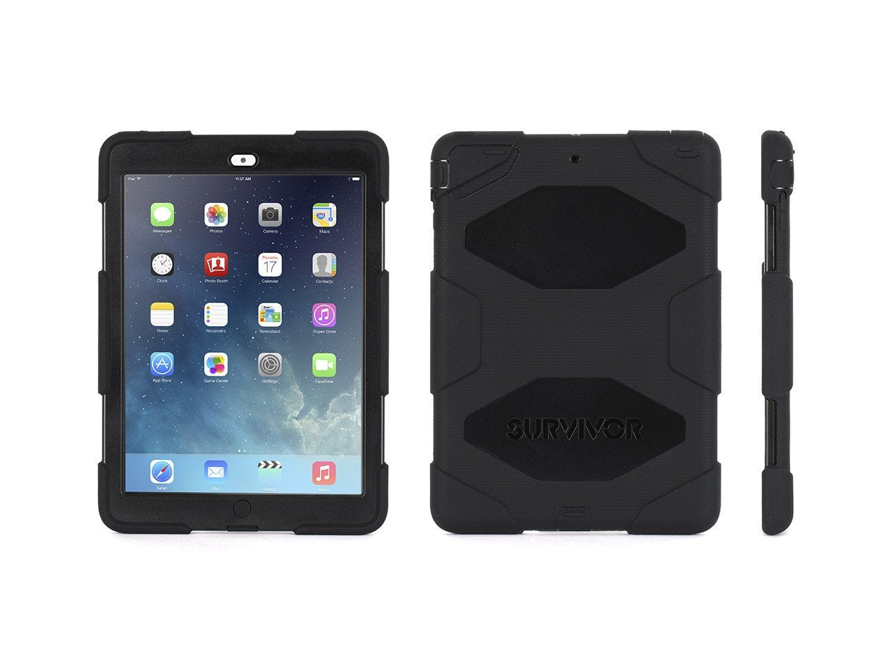 Apple Ipad Air Griffin Survivor Case, Black, Black, And Black, Retail Packaged (Gb36307)